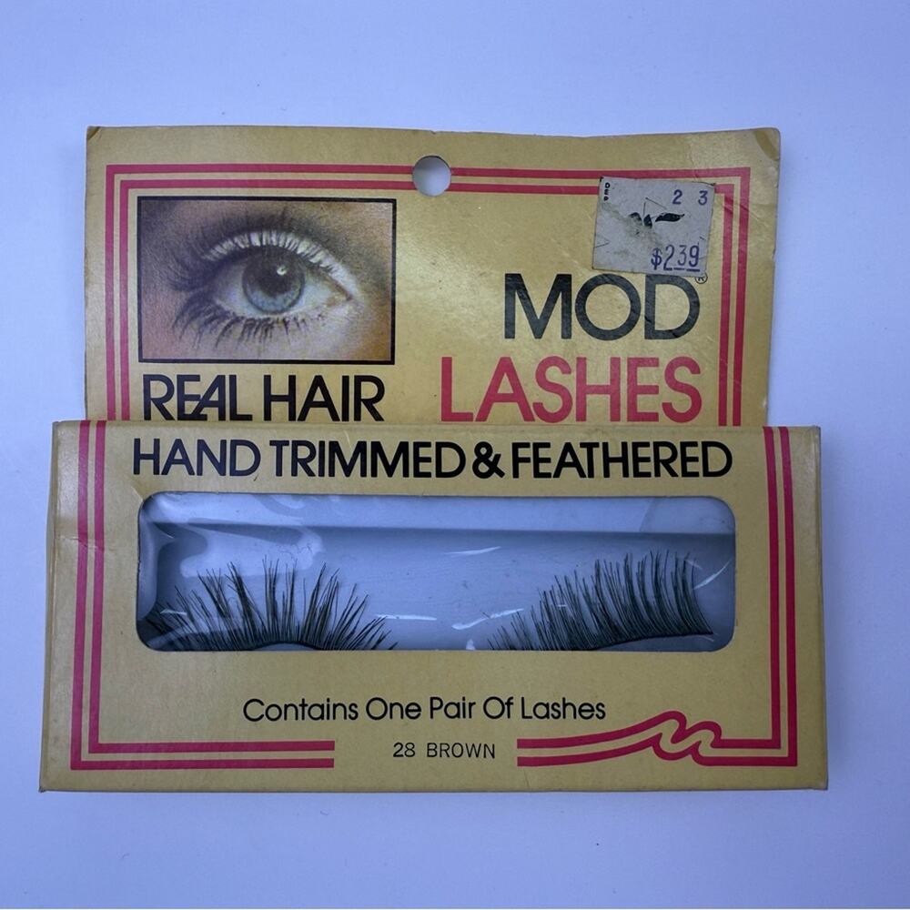 Vintage MOD Lashes Real Hair False Eyelashes – Shade 28 Brown, Hand Trimmed